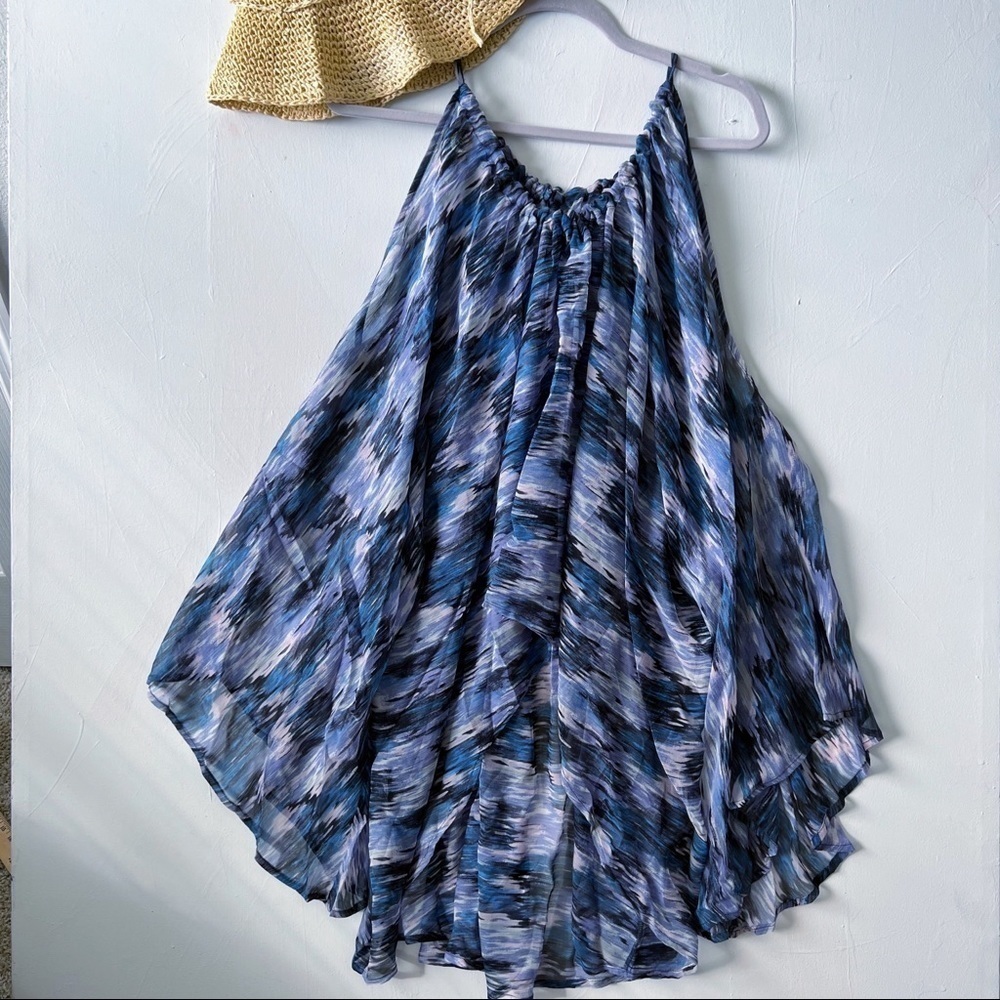 Planet Blue swim Cover Up flowy dress ONE SIZE Cold Shoulder blue purple